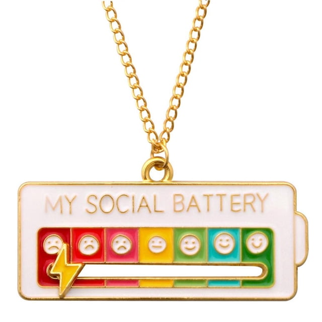 Collar de energía de batería Pin social Pin de solapa Pin emocional para todas las ocasiones (-) Blanco