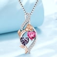 thumbnail image 6 of Taioiat Double Birthstone Necklaces for Women 18K Gold Plated Birthstone Rose Flower Jewelry Anniversary Valentines Day Mother's Day Birthday Gifts for Her Wife Girlfriend Mom, 6 of 7