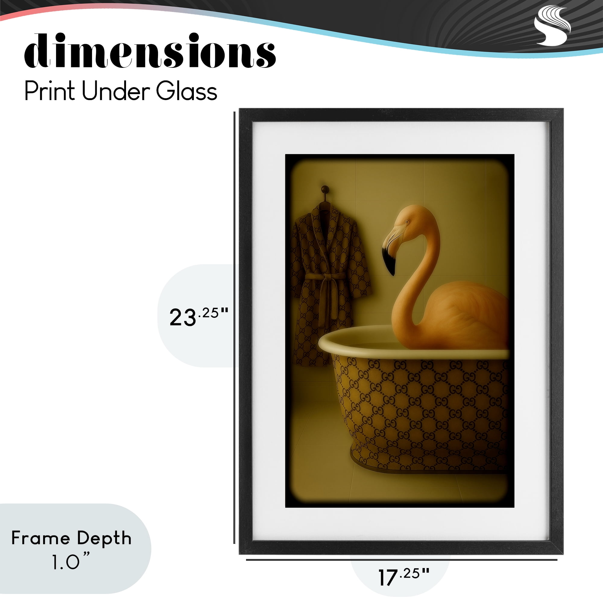 Stupell Industries Couture Flamingo in Luxury Tub Black Framed Print Under Glass, design by Grotto Studios