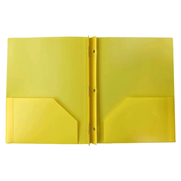 YAZHPA Pocket Folders with Prongs, 1 Pcs Heavy Duty Plastic Pocket Folders with 3 Fasteners Fit Letter Size Paper for Resume Documents Files Letters, Green Yellow