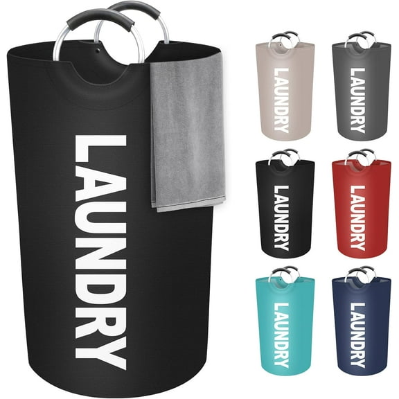 90L Large Laundry Basket, Laundry Hamper, Dirty Clothes Hamper for Laundry, Collapsible, Waterproof Laundry Baskets with Foam Protected Aluminum Handles for Laundry, Dorm, Family