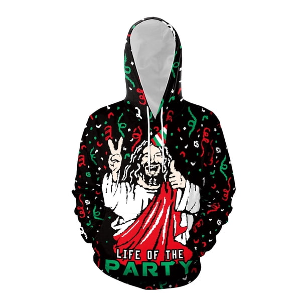 Sudaderas con capucha con estampado de Jesús para hombres y mujeres, jersey con capucha de Papá Noel, ropa de calle informal para adultos, ropa de gran tamaño con bolsillo, otoño