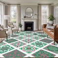 thumbnail image 2 of Dark Green Floral Pattern Large Area Rugs 5x8 ft Pink Flowers Vintage Farm Plant Country Washable Rug Non Slip Indoor Carpet Absorbent Floor Mat for Living Room Bedroom Dining Room, 2 of 9