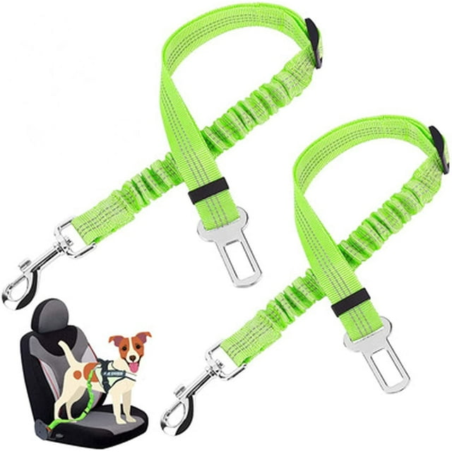 Cinturón de seguridad para perros, juego de 2 cinturones de seguridad ajustables para mascotas, arnés de seguridad para perros, correa de viaje para gatos para vehículos, longitud