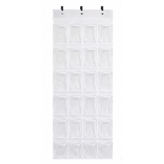 24-Pocket Over-the-Door Hanging Shoe Organizer with Hooks, Heavy-Duty Non-Woven Fabric Holder