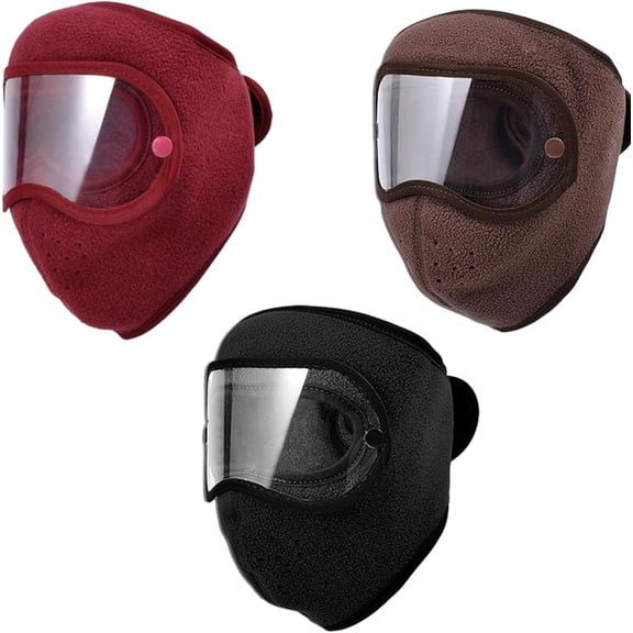 Fleece Thermal Mask with Removable Goggles, Unisex Winter Warm Face Mask for, Full Face Protection for Sports