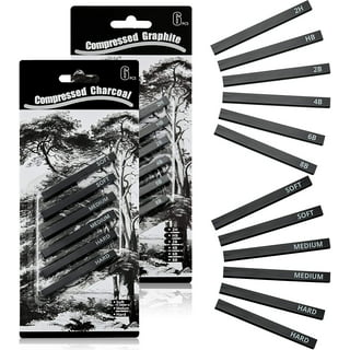 Pro Art Charcoal Compressed Charcoal Sticks, black, for charcoal drawing,  sketching, shading, charcoal art supplies. 12 count charcoal sticks for