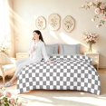 thumbnail image 5 of Manfei Modern Checkered 7-Piece Twin Bedding,Geometric Plaid Bedding Comforter Set,Gray White,Light Gray Reversible, 5 of 7