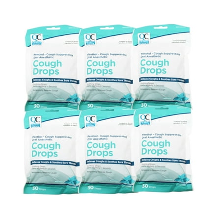 6 Pack Quality Choice Cough Drops Menthol Eucalyptus 30 Count Each