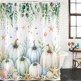 thumbnail image 2 of Coastal Fall Pumpkins Bathroom Shower Curtains with 12 Hooks Waterproof Shower Curtain for Stalls and Bathtubs Ocean Nautical Green Eucalyptus Leaves Decorative Bathroom Curtain 54x78 Inches, 2 of 9