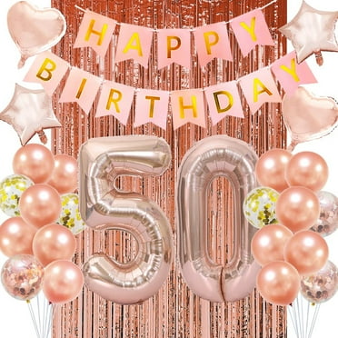 50th birthday party supply for woman happy birthday banner rose gold 50 number balloons 50th birthday party supply rose gold birthday decoration rose gold backdrop 50th birthday decoration