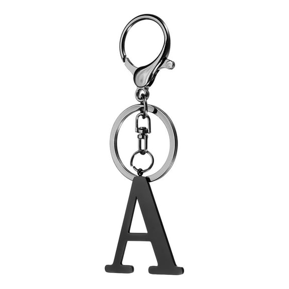Uxcell Initial Letter Keychain, 1PCS Key Chain Stainless Steel, Black ( Letter A)