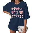 thumbnail image 2 of Summer Tops for Women Shirt Trendy Bow Tee Watercolor Pastel Bow Oversized T Shirts for Women Navy XL, 2 of 4