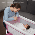 thumbnail image 3 of StarZe 4 in 1 Infant Baby Bassinet Bedside with Mosquito Net and Storage Rack,5 Auto-Lock Adjustable Height Baby Crib for 0-24 Months,Pink, 3 of 9