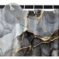 thumbnail image 5 of 72x72 Inches Black Gold Marble Shower Curtain Abstract Crack Granite Texture Modern Luxury Ink Painting Fabric Shower Curtains for Bathroom Decor Waterproof Polyester with Hooks, 5 of 6