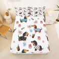 thumbnail image 5 of Homewish Cartoon Dachshund Dog Queen Sheets,Cute Flowers Queen Sheet Sets,White,4-Piece,1 Flat Sheet, 1 Fitted Sheet and 2 Pillowcases, 5 of 6