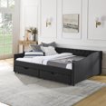 thumbnail image 4 of Sofa Beds Queen Size Daybed with Drawers Upholstered Tufted Sofa Bed,,with Button on Back and Copper Nail on Waved Shape Arms(84.5"x63.5"x26.5"),Indoor Sofa Beds, 4 of 17
