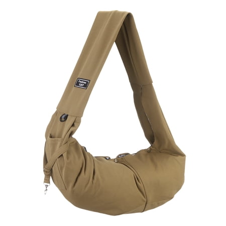 Uxcell Dog Sling Carrier for Small Dogs and Cats Up to 16.5 Lbs Breathable Waffle with Pocket Pet Cross Body Shoulder Bag (Khaki 1 Pcs) Intended for Outdoor / Travel