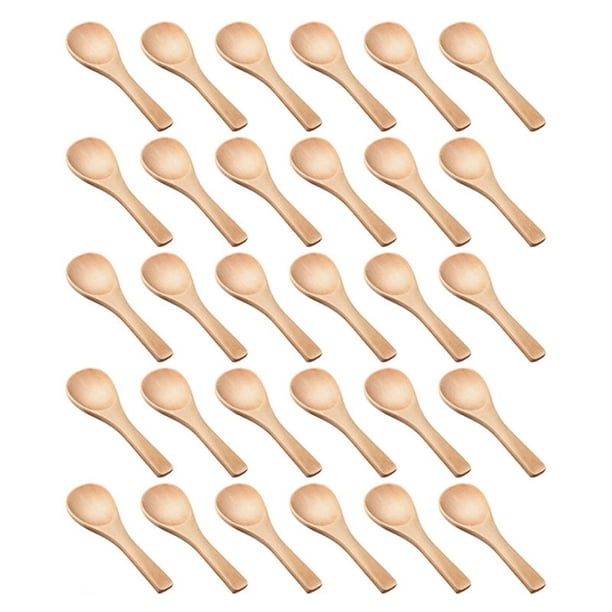 150 Piezas Cucharas de Madera PequeñAs Mini Cucharas de Madera Naturales Mini Cucharas de Degustación Condimentos Cucharas de Sal para Cocina Cocina (Color de Madera Natural)
