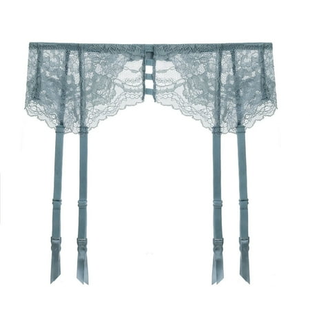 Sexy Lingerie For Women Lace Garter Belts/Sexy Mesh Suspender Belt With Four Straps Metal Clip For Women S Stockings Blue Women s Intimates S