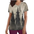 thumbnail image 2 of VKOYWKM Scrubs for Women Halloween Witch Print Nurse Uniforms V Neck Short Sleeve Tshirts Shirts with Pockets Working Scrub Tops, 2 of 5