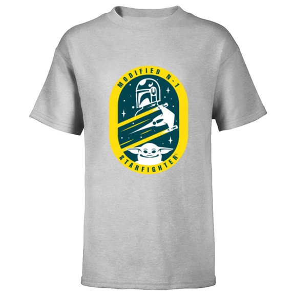 Star Wars The Mandalorian and Grogu Modified N-1 Starfighter - Short Sleeve T-Shirt for Kids - Customized-Athletic Heather