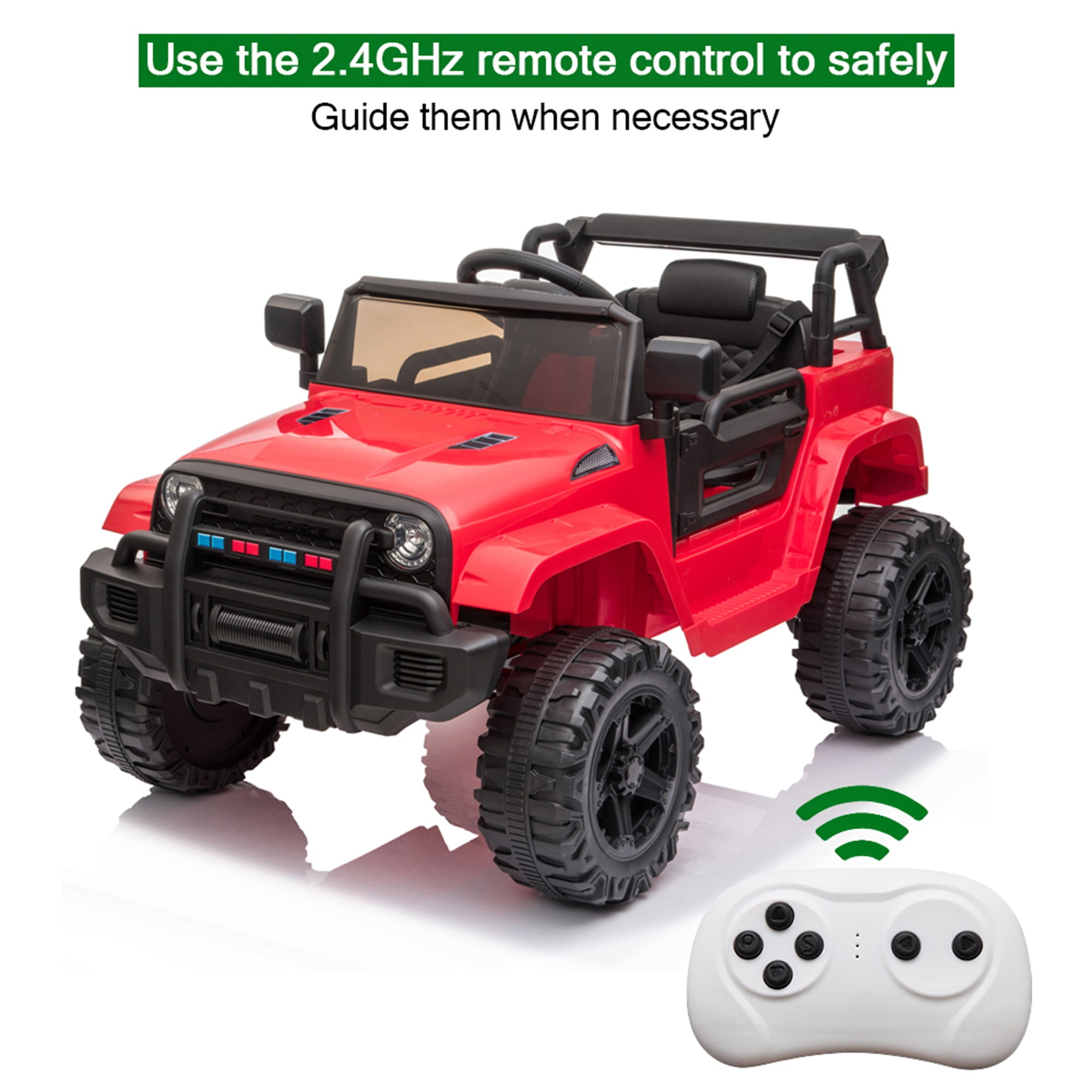 CIPACHO 12V Powered Dual Drive Ride On Car, Electric Kids Car with 2.4G Remote Control, MP3 Player, Radio, USB Port, Red