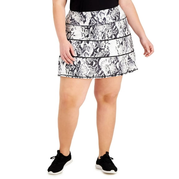 Ideology Womens Activewear Snake-Print Tiered A-Line Skort;4X
