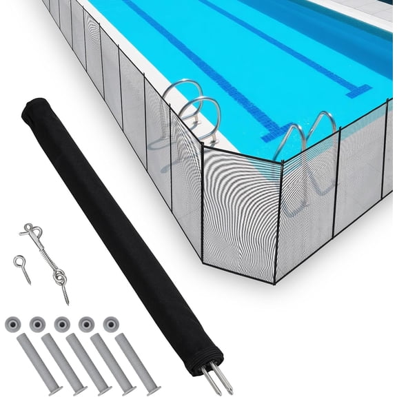 Pool Fence 4Ft x 12Ft, 320GSM Teslin Mesh with Stainless Steel Frame for Inground/Above Ground Pools, Swimming Pool Fence for Backyard Garden Pool Safety
