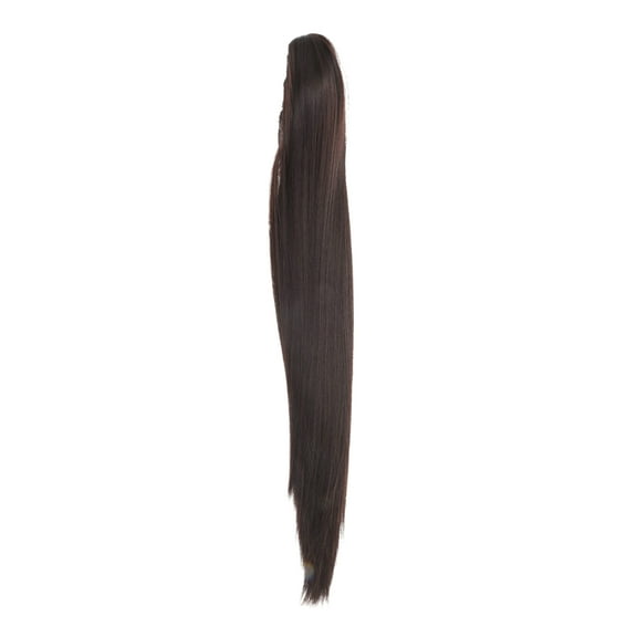 Unique Bargains 1 Pc Long Straight Hair Wig Hair Clips for Hair Extension 21.65" Length Black Brown