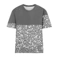 thumbnail image 4 of Womens Grapchic Shirts Short Sleeve Casual Round Neck T-Shirts Loose Pullover Outdoor Tops Blouses (L, Gray-B), 4 of 4
