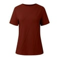 thumbnail image 4 of SHITINN Womens Casual Fashion Solid Color Crew Neck Short Sleeve Pullover T Shirt Shirt Women Womens Short Sleeve Blouses Shirts for Women Trendy, 4 of 7
