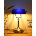 thumbnail image 2 of Lámpara de escritorio Nerays Blue Glass Bankers con interruptor de cadena, 2 of 7