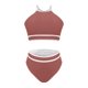 thumbnail image 5 of Traje de Baño de 2 Piezas para las Mujeres Hawaiana Estampado Tropical Cami Bra con Volantes, Juegos de Baño de Ropa de Playa para la Piscina Y el Mar, 5 of 7
