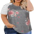 thumbnail image 1 of CHUANK Raglan T Shirts Short Sleeve Basic Tunic Blouse Summer Floral Tops for Plus Size Women, 1 of 8