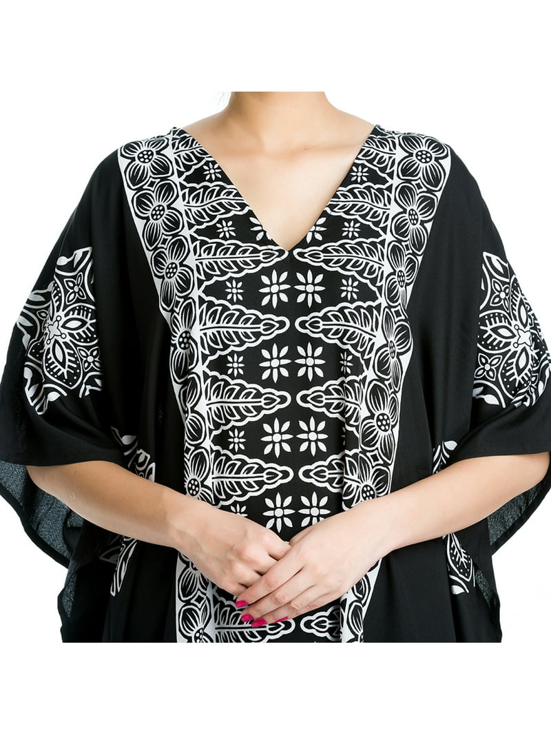kaftan dress black and white ELGA Kaftan Maxi Long Dress Soft main image 1