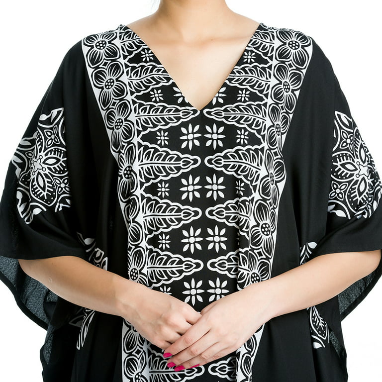 Black and White Plus Size Caftans for Women Tunic Long Maxi Kimono Beach  Kaftan Dresses for Women Nightdress by Goood Times