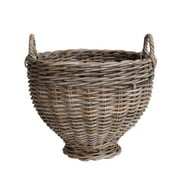 Creative Co-Op Round Woven Rattan Footed Basket Storage, Natural