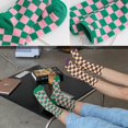 thumbnail image 2 of Womens Plaid Socks Casual Running Athletic Colorful Checkerboard Crew Socks Size 5-9, 2 of 8