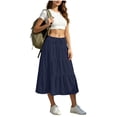 thumbnail image 2 of Bovxnpu Women's Boho Midi Skirt A-Line Flowy Skirts Summer Casual High Waisted Drawstring Ruffle Midi Skirts, 2 of 6