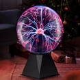 thumbnail image 3 of Luz de bola de plasma Lámpara de bola de plasma de vidrio de 4/6 pulgadas Control de voz Esfera electrostática Luz intermitente USB Bola mágica Trueno Luz nocturna Lámpara de bola sensible al tacto y, 3 of 11