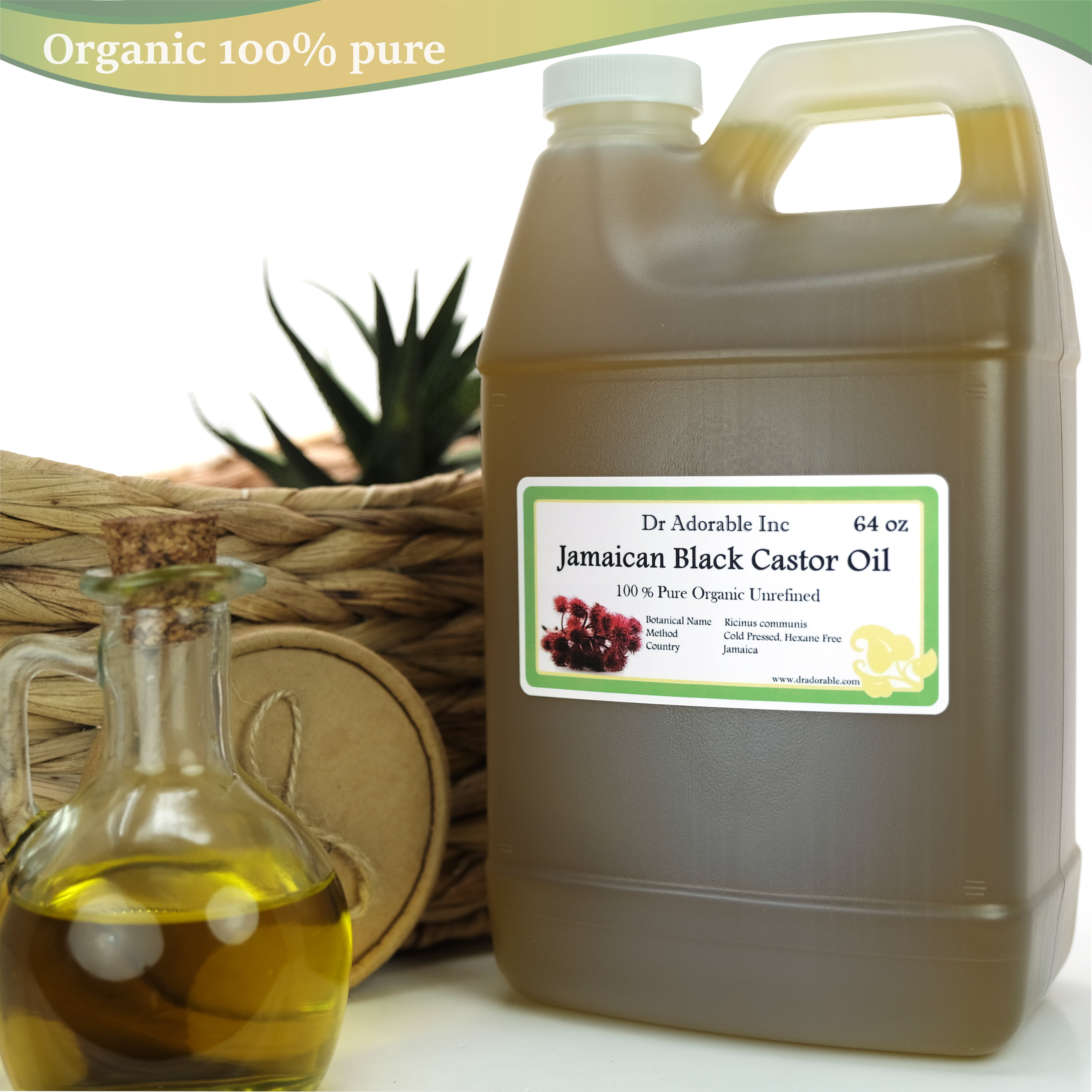 Dr Adorable - 64 oz - Jamaican Black Castor Oil - 100% Pure Organic Cold Pressed Natural Skin and Strengthen Grow & Restore Hair Care