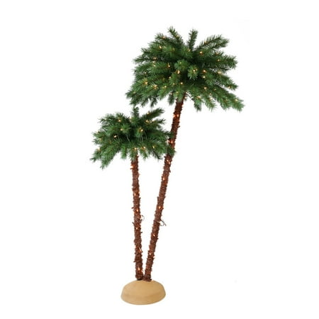 Light Palm Tree Puleo International 3.5 ft./6 ft. Pre-Lit Artificial Palm Tree with 175 UL-Listed Lights ()