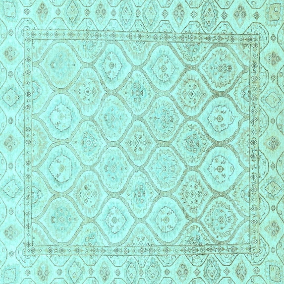 Ahgly Company Indoor Square Oriental Light Blue Traditional Area Rugs, 6' Square
