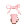 thumbnail image 2 of BLISSFUL STEP Women's Sandals Ankle Tie Back Open Toe Block Heels Pink 11, 2 of 7