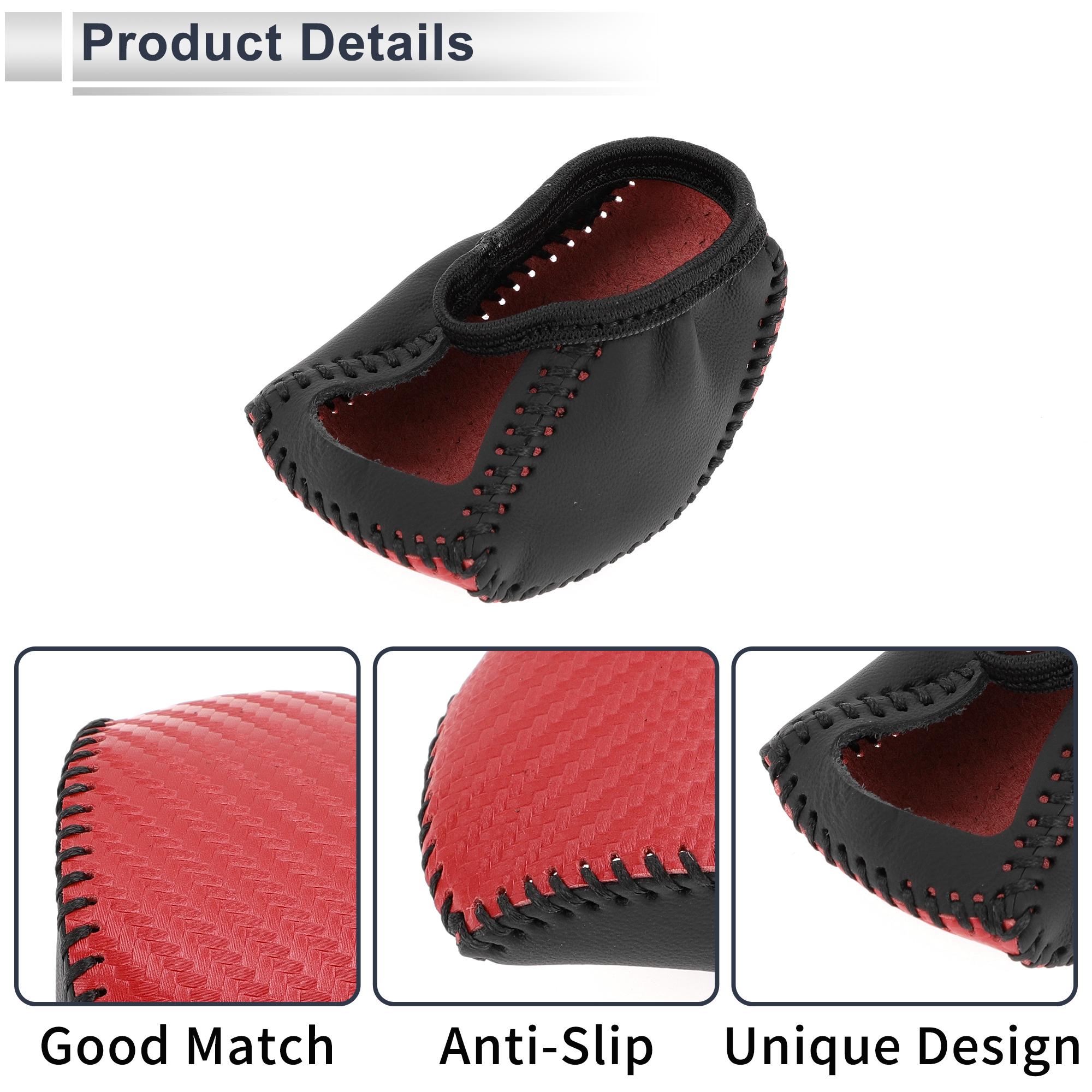 Unique Bargains Gear Shift Knob Cover for Toyota RAV4 2019-2024 Anti-Slip Black Red