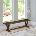 thumbnail image 2 of Pemberly Row V-Style 15x72" Wood Dining Bench in Jacobean Brown, 2 of 5