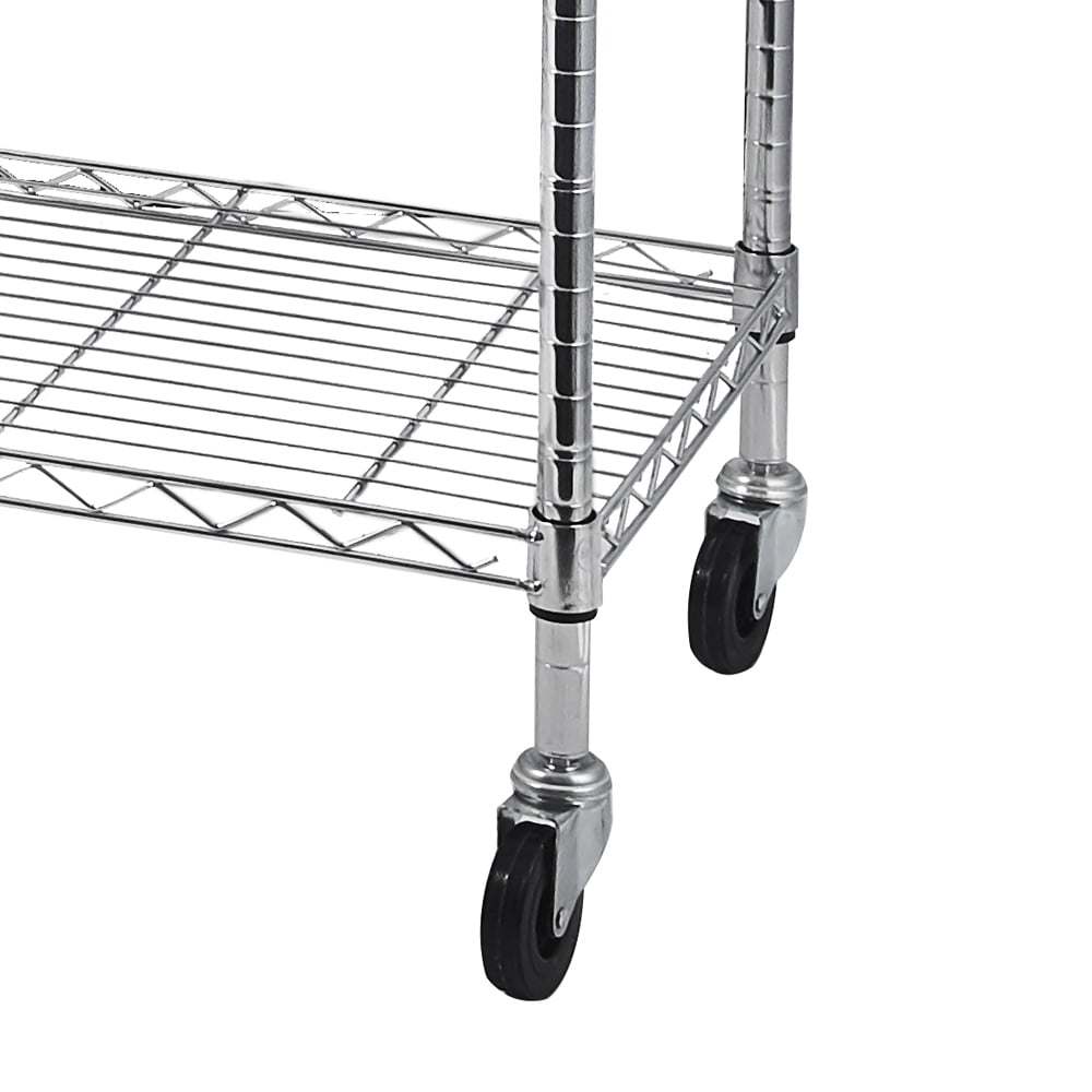 5-Tier Adjustable Storage Metal Rack with Wheels & Shelf Liners Ideal for Garage, Kitchen, and More