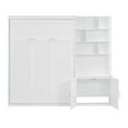 thumbnail image 4 of MODERNLUXE Full Size Murphy Bed with Shelves and Drawers, Convertible Wall Bed with Cabinets, White, 4 of 20
