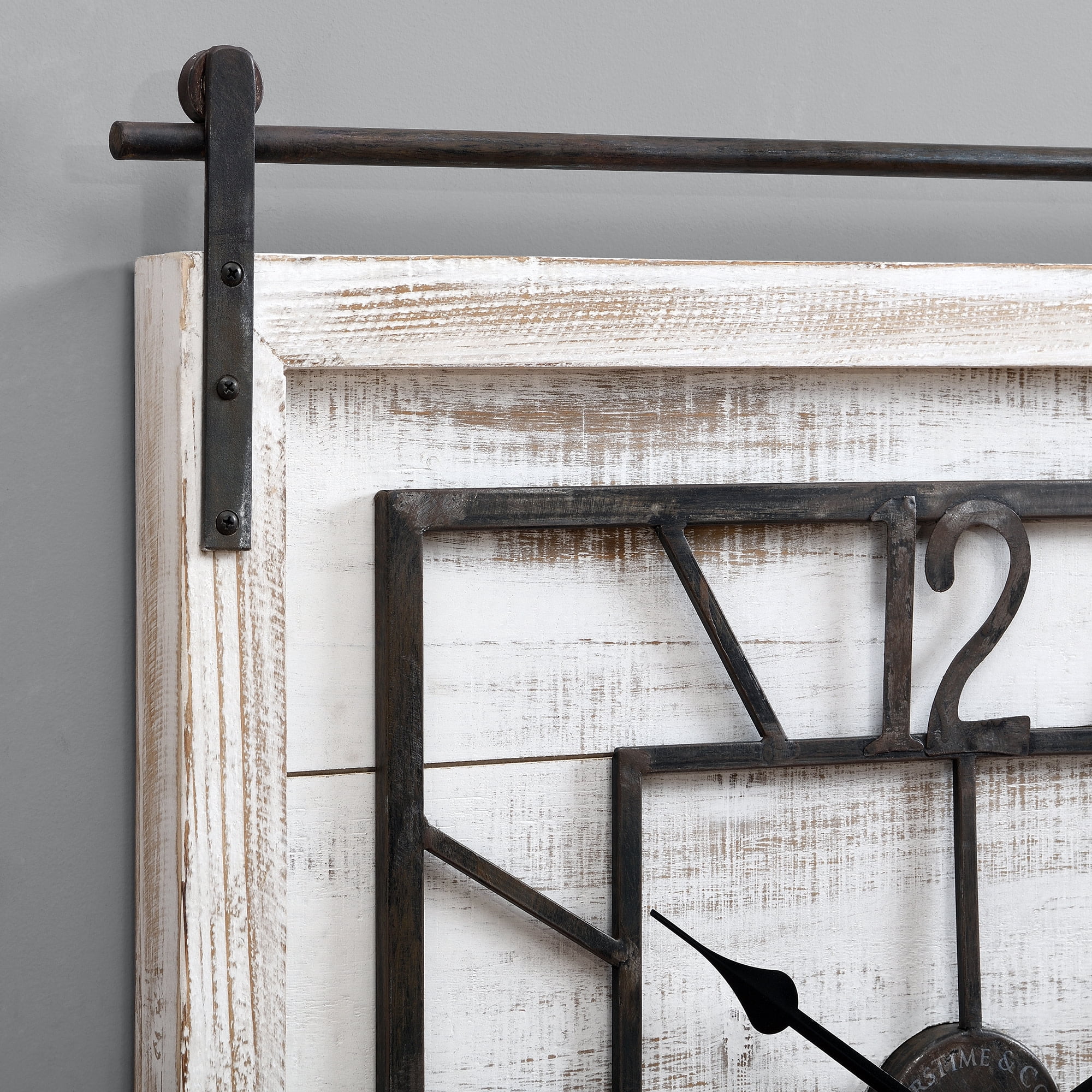 FirsTime & Co. White Townsend Barn Door Wall Clock, Farmhouse, Analog, 29 x 1.75 x 30 in